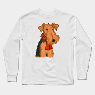 Cute Airedale Terrier Drawing Long Sleeve T-Shirt